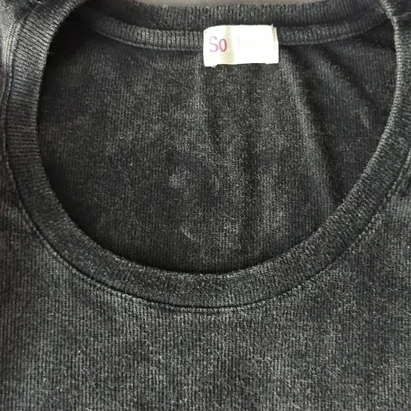 So juniors flutter sleeve mineral Black ribbed knit tee - Picture 6 of 8